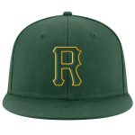 Custom Personalized Adjustable Snapback Hat with Green and Gold Stitching - Team Name and Number Personalized Green Green-Gold