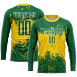 Custom Name Number Soccer Jersey - Personalized Green Green-Gold Sublimation Team Uniform Personalized Green Green-Gold Sublimation