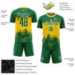 Custom Name Number Soccer Jersey - Personalized Green Green-Gold Sublimation Team Uniform Personalized Green Green-Gold Sublimation