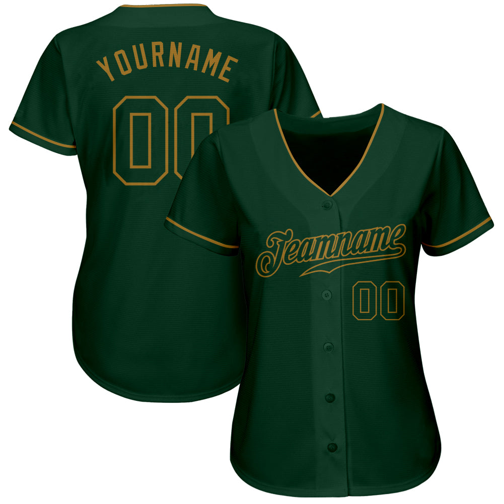 Personalized Green Green-Old Gold Authentic Baseball Jersey Team Custom Name and Number Custom Personalized Team Baseball Jersey - Green & Old Gold - Authentic with Name and Number Personalized Green Green-Old - Image 2