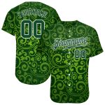 Custom St. Patricks Day Baseball Jersey - Personalized Green 3D Pattern Design with Name & Number Personalized Green Green-White
