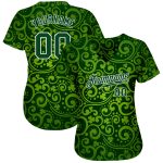 Custom St. Patricks Day Baseball Jersey - Personalized Green 3D Pattern Design with Name & Number Personalized Green Green-White