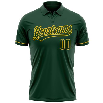 Custom Name and Number Personalized Green Yellow Golf Polo Shirt - Performance Vapor Team Apparel Personalized Green Green-Yellow