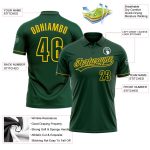 Custom Name and Number Personalized Green Yellow Golf Polo Shirt - Performance Vapor Team Apparel Personalized Green Green-Yellow