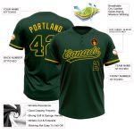 Custom Name and Number Two-Button Unisex Softball Jersey in Green-Yellow - Personalized Team Apparel Personalized Green Green-Yellow