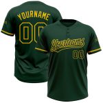 Custom Name and Number Two-Button Unisex Softball Jersey in Green-Yellow - Personalized Team Apparel Personalized Green Green-Yellow