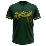 Custom Name and Number Two-Button Unisex Softball Jersey in Green-Yellow - Personalized Team Apparel Personalized Green Green-Yellow