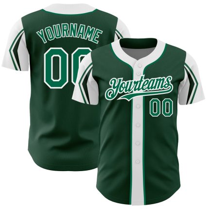 Custom Name and Number Baseball Jersey - Personalized Kelly Green-White Color, 3 Arm Shapes, Authentic Team Apparel Personalized