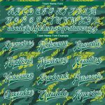 Custom Team Name Number Bomber Jacket Varsity Letterman 3D Pattern Green White Kelly Green Full-Snap Design Personalized