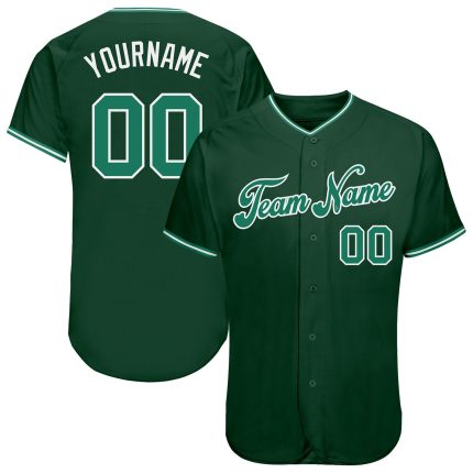 Custom Name and Number Authentic Baseball Jersey - Personalized Kelly Green and White Team Jersey Personalized Green Kelly