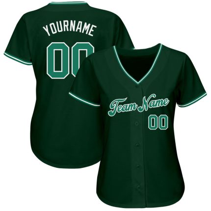 Custom Name and Number Authentic Baseball Jersey - Personalized Kelly Green and White Team Jersey Personalized Green Kelly