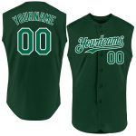 Personalized Kelly Green Baseball Jersey - Authentic Sleeveless Design in Green and White Personalized Green Kelly Green-White