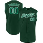 Custom Name and Number Personalized Green Sleeveless Baseball Jersey - Kelly Green/White Authentic Design Personalized Green