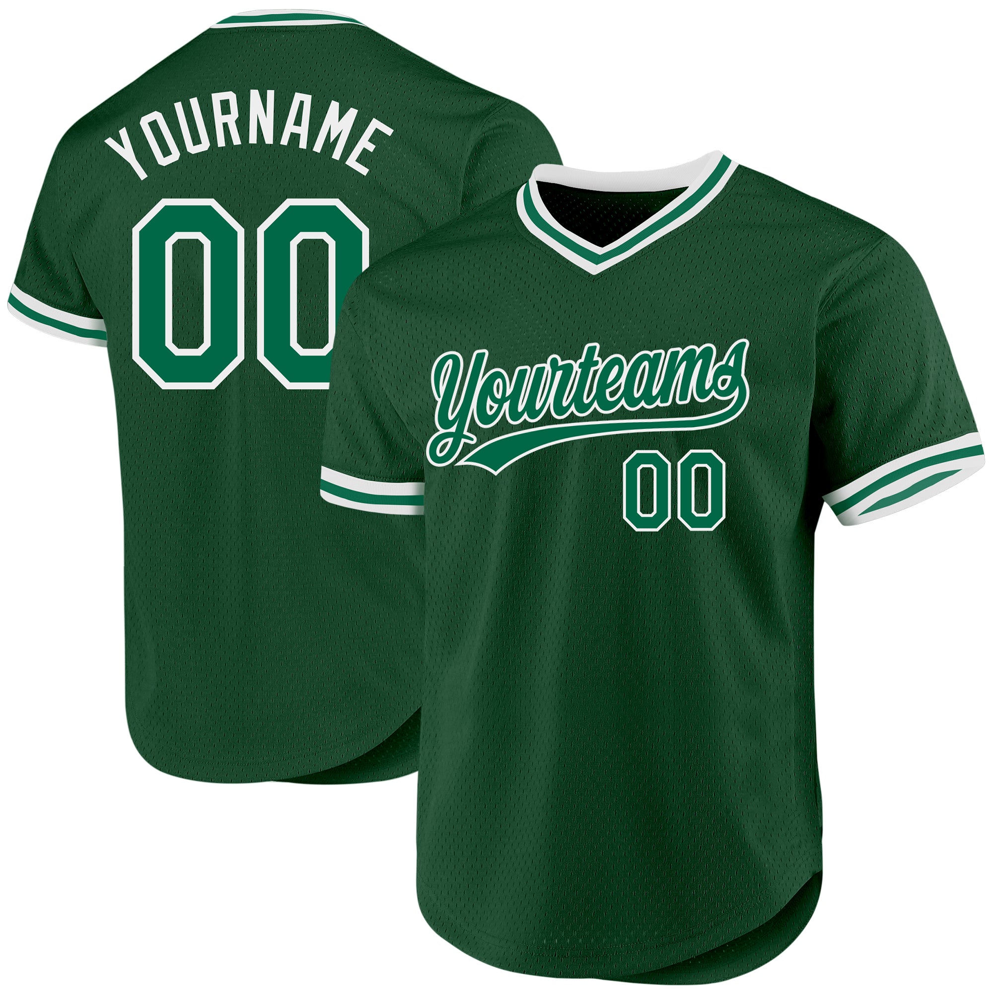 Custom Green Authentic Throwback Baseball Jersey with Personalized Name & Number - Kelly Green/White Personalized Green Kelly