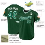Custom Green Authentic Throwback Baseball Jersey with Personalized Name & Number - Kelly Green/White Personalized Green Kelly