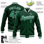Custom Name and Number Kelly Green Varsity Letterman Jacket - Personalized Bomber Full-Snap Team Jacket Personalized Green