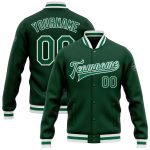 Custom Name and Number Kelly Green Varsity Letterman Jacket - Personalized Bomber Full-Snap Team Jacket Personalized Green