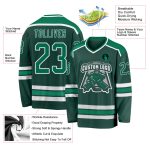 Custom Green Kelly Hockey Jersey - Personalized White Accent Design Personalized Green Kelly Green-White Hockey Jersey