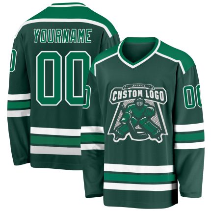 Custom Green Kelly Hockey Jersey - Personalized White Accent Design Personalized Green Kelly Green-White Hockey Jersey
