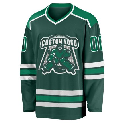 Custom Green Kelly Hockey Jersey - Personalized White Accent Design Personalized Green Kelly Green-White Hockey Jersey