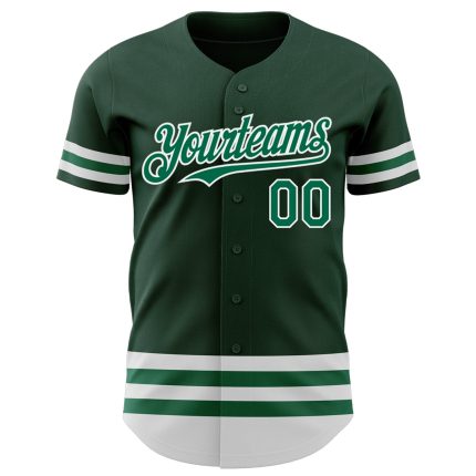Custom Baseball Jersey with Team Name and Number - Personalized Kelly Green and White Authentic Design Personalized Green