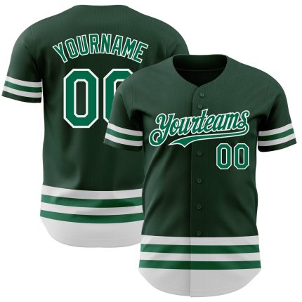 Custom Baseball Jersey with Team Name and Number - Personalized Kelly Green and White Authentic Design Personalized Green