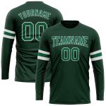 Custom Team Performance T-Shirt with Name and Number - Kelly Green Long Sleeve Personalized Green Kelly Green-White Long