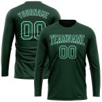 Custom Team Performance T-Shirt with Name and Number - Kelly Green Long Sleeve Personalized Green Kelly Green-White Long