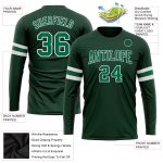 Custom Team Performance T-Shirt with Name and Number - Kelly Green Long Sleeve Personalized Green Kelly Green-White Long