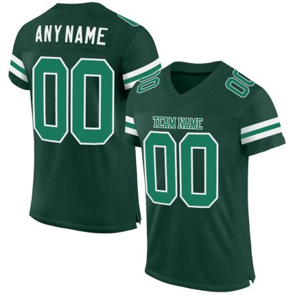 Custom Name and Number Personalized Green Kelly Green-White Authentic Football Jersey Personalized Green Kelly Green-White