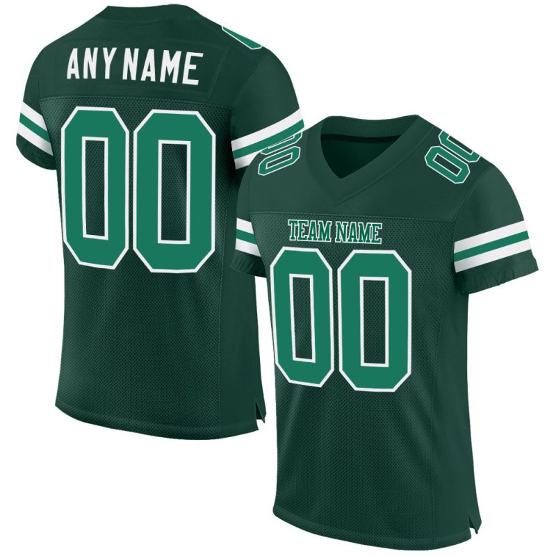 Custom Name and Number Personalized Green Kelly Green-White Authentic Football Jersey Personalized Green Kelly Green-White