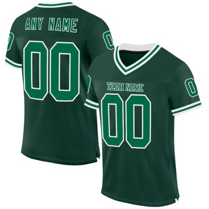 Custom Kelly Green Throwback Football Jersey with Personalized Name and Number - Authentic Mesh Team Gear Personalized Green