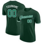 Custom Name and Number Performance T-Shirt in Kelly Green and White - Personalized Team Tee Personalized Green Kelly Green-White