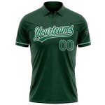 Custom Team Name Number Green Kelly Green-White Performance Vapor Golf Polo Shirt Personalized Green Kelly Green-White Performance