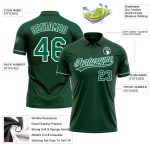 Custom Team Name Number Green Kelly Green-White Performance Vapor Golf Polo Shirt Personalized Green Kelly Green-White Performance