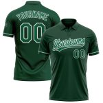 Custom Team Name Number Green Kelly Green-White Performance Vapor Golf Polo Shirt Personalized Green Kelly Green-White Performance