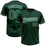 Custom Name and Number Unisex Softball Jersey - Kelly Green White Two-Button Personalized Team Apparel Personalized Green