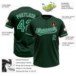Custom Name and Number Unisex Softball Jersey - Kelly Green White Two-Button Personalized Team Apparel Personalized Green