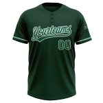 Custom Name and Number Unisex Softball Jersey - Kelly Green White Two-Button Personalized Team Apparel Personalized Green