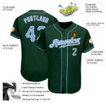 Custom Authentic Baseball Jersey - Personalized Green Light Blue-White with Team Name & Number Personalized Green Light Blue-White