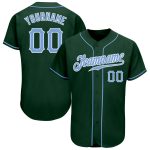 Custom Authentic Baseball Jersey - Personalized Green Light Blue-White with Team Name & Number Personalized Green Light Blue-White