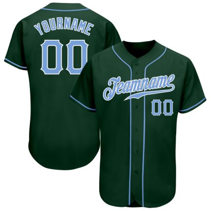 Custom Authentic Baseball Jersey - Personalized Green Light Blue-White with Team Name & Number Personalized Green Light Blue-White