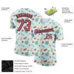 Personalized Summer Holiday T-Shirt with Custom Name & Number, Medium Green 3D Pink-Black Fruit & Ice Cream Design Personalized