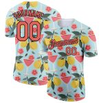 Personalized Summer Holiday Fruit T-Shirt with 3D Pink-Black Pattern, Custom Name and Number, Medium Green Team Apparel Personalized