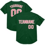 Custom Name and Number Personalized Green Pink-White Mesh Baseball Jersey - Medium Authentic Throwback Team Style Personalized
