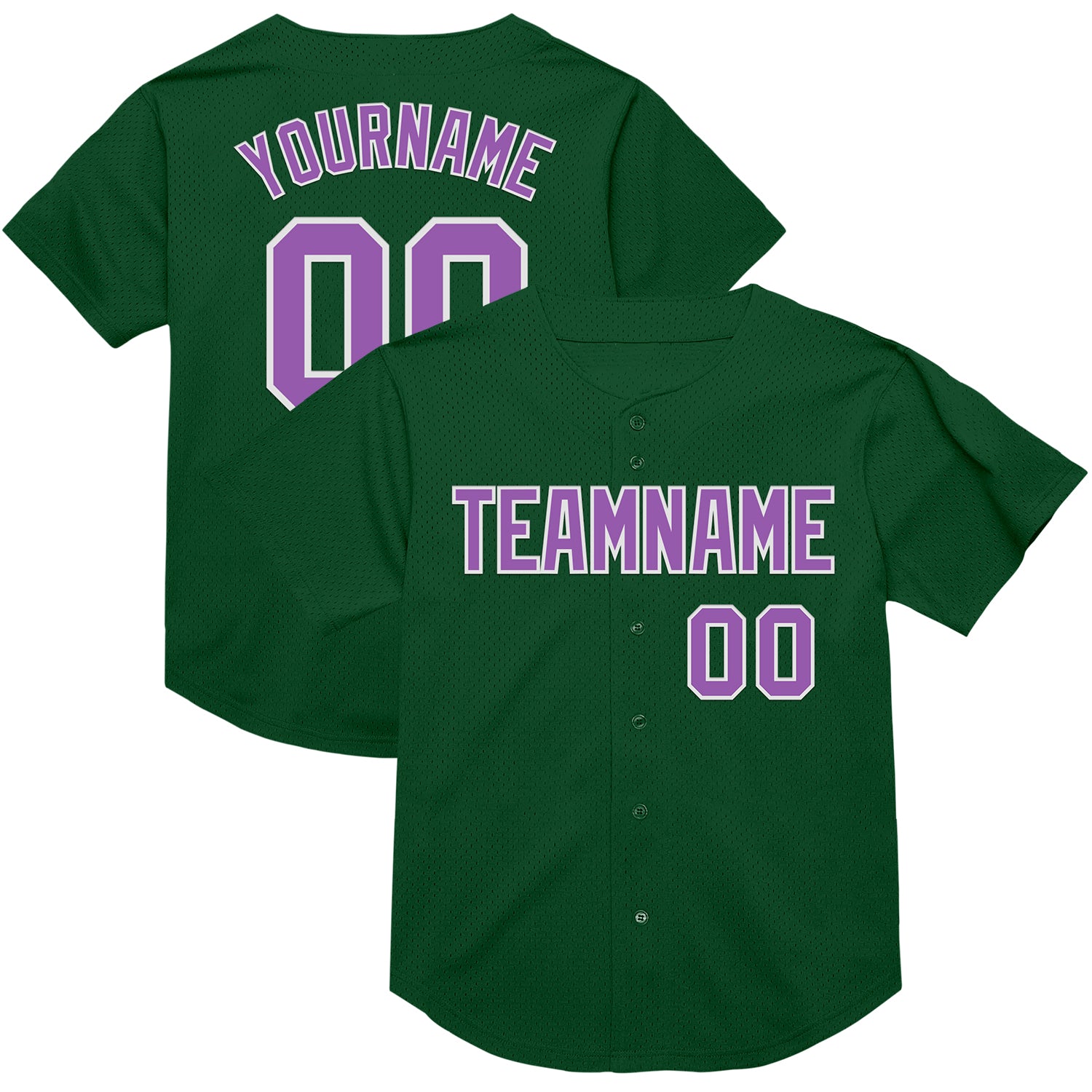 Custom Name and Number Personalized Medium Green Purple-White Mesh Baseball Jersey Authentic Throwback Team Personalized
