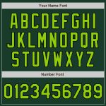 Customizable Green and Black Neon Varsity Letterman Jacket with Team Name and Number - Full-Snap Bomber Style Personalized