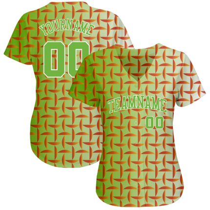 Personalized Green Neon 3D Baseball Jersey Custom Name & Number - Team Design Personalized Green Neon Green-White 3D Pattern