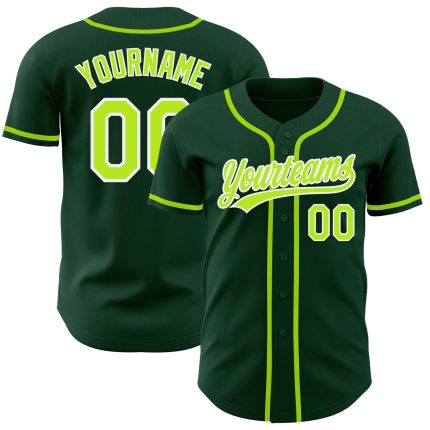 Personalized Neon Green Baseball Jersey - Authentic Green and White Design Personalized Green Neon Green-White Authentic