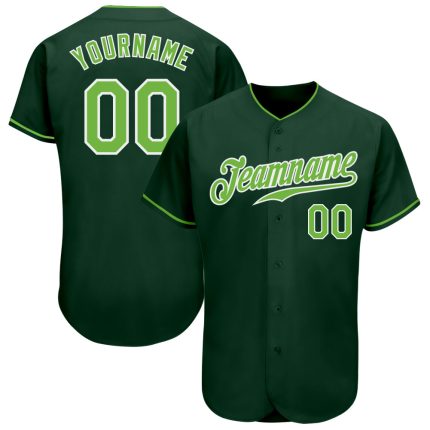 Custom Authentic Baseball Jersey with Neon Green-White Design, Personalized Name & Number Personalized Green Neon Green-White